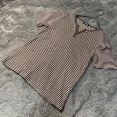 SANTA BARBARA M ボーダーTシャツ ブラウン 半袖 カットソー — image 1