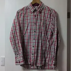 赤と白のチェック柄 Mサイズ 長袖シャツ — image 1