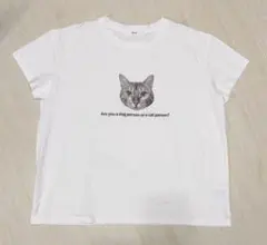 【新品】Elura Tシャツ　ホワイト ゆったりトップス　プリント　猫 — image 1