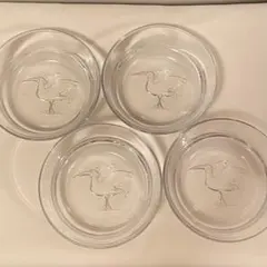 鳥 レリーフ ガラス 小皿 取り皿 4枚セット 水鳥 サギ シギ — image 1