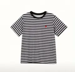 ハート刺繍 半袖Tシャツ ボーダーMサイズ — image 1