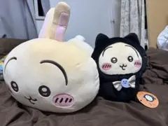 【タグ付】ちいかわうさぎ もっちるねそべるBIGぬいぐるみ　黒猫のぬいぐるみ — image 1
