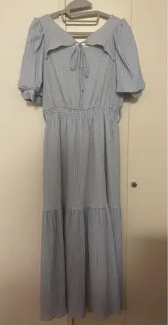 OLIVE des OLIVE チェック パフスリーブ 半袖ワンピース 2way — image 1