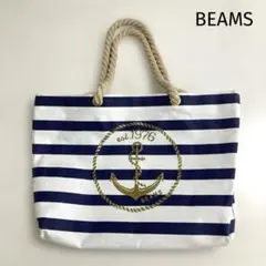BEAMS トートバッグ マリンボーダー アンカーロゴ — image 1