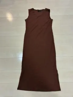 GORGE ノースリーブ リブワンピース ブラウン — image 1