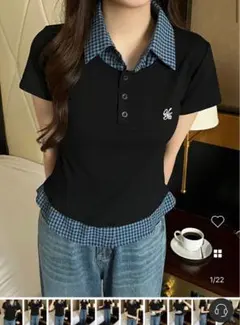 nugu your closet チェックシャツレイヤードPK Tシャツ — image 1
