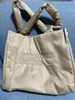 コメダ珈琲　ベージュ チェック柄 トートバッグ — image 1