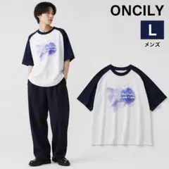 ONCILY ラグランTシャツ ネイビー L 春夏 韓国 ストリート — image 1
