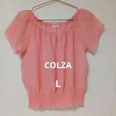 COLZA ピンク ギンガムチェック 半袖ブラウス L　美品 — image 1
