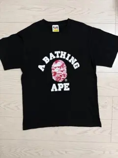 A BATHING APE カモフラ柄ロゴ Tシャツ ブラック Mサイズ — image 1