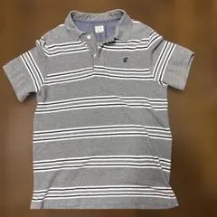 BACK NUMBER ボーダー 半袖ポロシャツ グレー — image 1