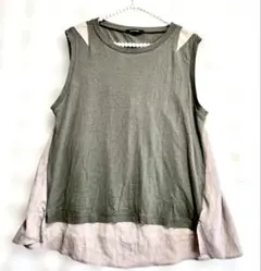 ROSE BUD ノースリーブチュニック カーキ 異素材ミックス　レーヨン — image 1