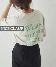 k0647 NICE CLAUP バックロゴＴシャツ オートミール — image 1