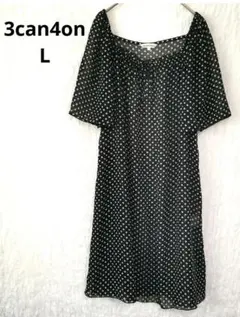 3can4on 黒白ドット 半袖チュニック L — image 1