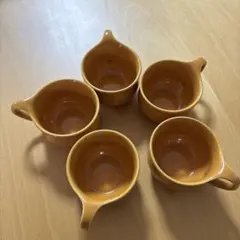 アダムとイヴ　コーヒーカップ　5個　レトロ 黄土色　たち吉 — image 1