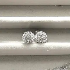 【パヴェ風イヤリング／シルバー】　小ぶり 上品 匿名配送 — image 1