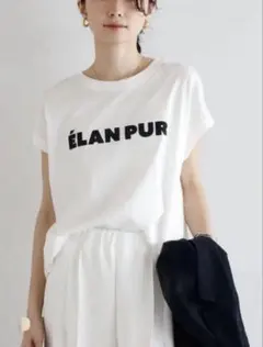 bonjour sagan 【汗染み防止】 ロゴフレンチスリーブTシャツ — image 1