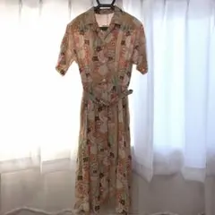 P&P 花柄 半袖 ロングワンピース ベルト付き — image 1