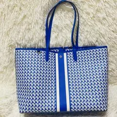 Tory Burch トリーバーチ トートバッグ 総柄 PVC ブルー 大容量 — image 1