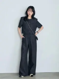 nairo ダブルポケットショートジャケット+タックストレートパンツ — image 1