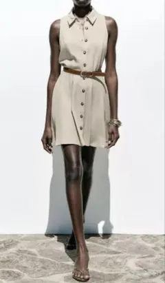 新品未使用タグ付き　ZARA ザラ　ベルト付きミニワンピース — image 1