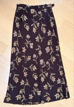 スカート 花柄 ロングスカート ダークブラウン 総丈約80cm — image 1