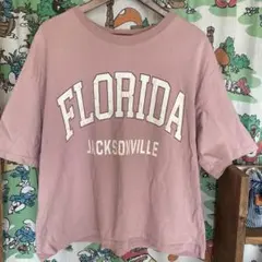 ニコアンド カレッジロゴTシャツ ビッグシルエット くすみピンクゆったり — image 1