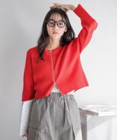 LOWRYS FARM リブニット ジップカーディガン — image 1
