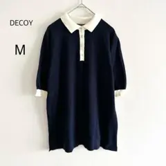DECOY デコイ ポロシャツ ニット 半袖 襟付き バイカラー ネイビー M — image 1