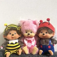 モンチッチ ミツバチ てんとう虫 顔でか　SSキーチェーン みつばち 桜 — image 1