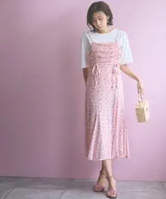 Lサイズ marun フラワープリントドロストキャミワンピース — image 1