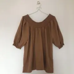 ブラウン チュニック カットソー　トップスLLサイズ — image 1