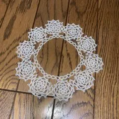 ハンドメイド ドイリー ビーズレーシング 約19cm×19cm — image 1