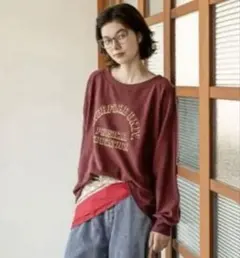 人気完売商品✨ニコアンド　ボートネックカレッジプルオーバー　ボルドー — image 1