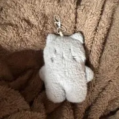 猫型 ぬいぐるみ キーホルダー グレー — image 1