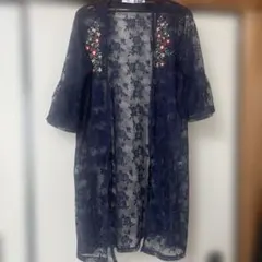 RAY CASSIN FAVORI レースカーディガン ネイビー 七分袖 — image 1