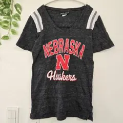 ネブラスカ大学 ハスカーズ カレッジ ロゴ Tシャツ 霜降り 杢 チャコール M — image 1