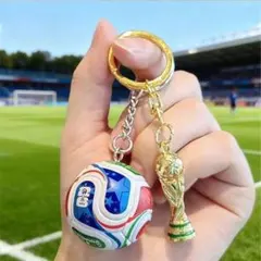 ワールドカップ・ボール&トロフィー　2点紐付けキーホルダー — image 1