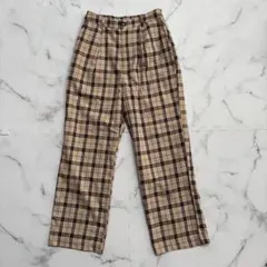 COLZA チェックパンツ L ベージュ ブラウン ワイドパンツ ハニーズ — image 1
