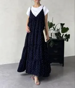 シェトワ　ドットキャミワンピース　ネイビー — image 1