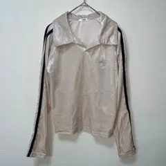 美品　Lutique ベージュ　長袖　ポロシャツ　ベロア調　カジュアル　M — image 1
