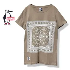 チャムス CHUMS 半袖 バンダナ柄プリントTシャツ　ベージュ　M — image 1