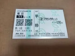 ブラウンラチェット　アルテミスS　2024年　現地的中単勝馬券　★　競馬　馬券 — image 1