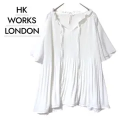 美品 HK WORKS LONDON プリーツブラウス 白 LL — image 1