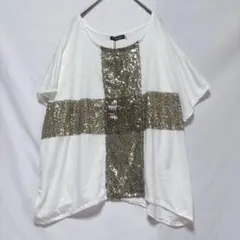 Yaoyao スパンコール 半袖Tシャツ オーバーサイズチュニックプルオーバー — image 1