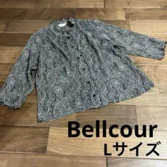 Bellcour 白黒 ペイズリー柄 長袖 ボタン シャツ 中古 L 春秋 — image 1