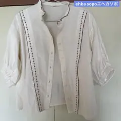 ehka sopoエヘカソポ　綿のシャツ　アイボリー　可愛い　人気 — image 1