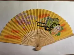 Ａ33和柄 扇子 桜と御所車 黄色 — image 1