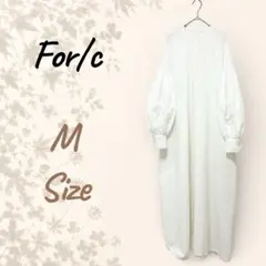 for/c フォーシー バンドカラー ボリューム袖 シャツワンピース PM 白 — image 1