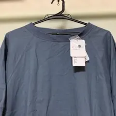 新品くすみブルー半袖ロングワンピース — image 1